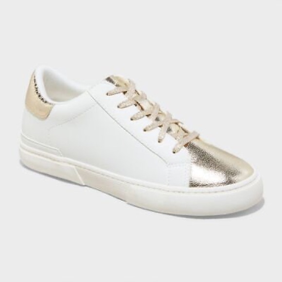 a new day Shoes - a new day White and Metallic Gold Low-Top Sneakers